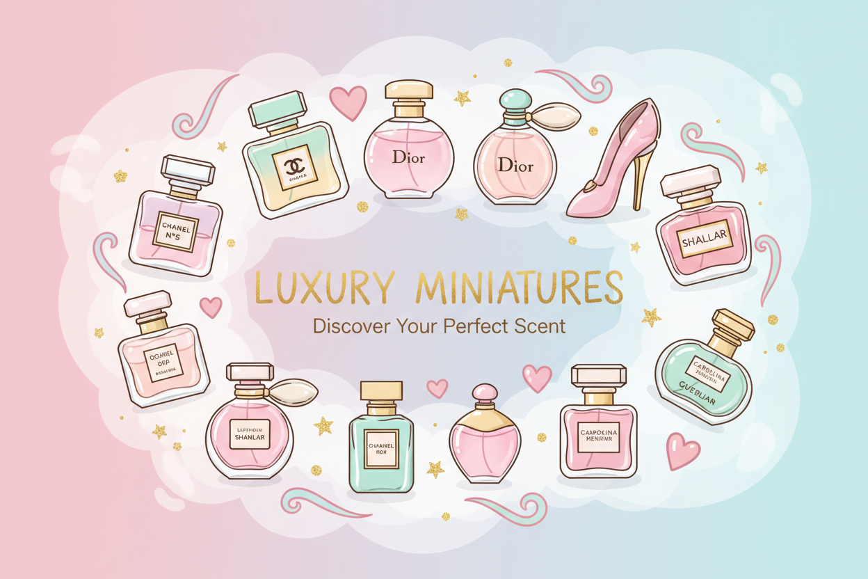 i need real perfumes illustaration cute mini brands banners